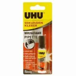 UHU 1645570 COLLE LIQUIDE EXTRA-PUISSANTE 3 G EN TUBE AVEC PIPETTE
