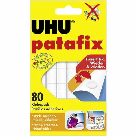Pastilles Adhésives Patafix Blanc UHU 48810 W46652 3 Pastilles Adhésives Patafix Blanc UHU 48810 W46652