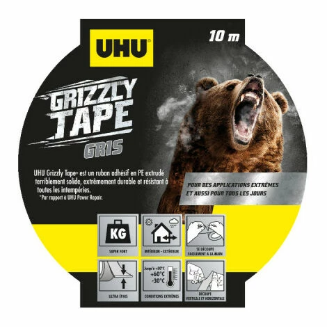 Ruban De Réparation UHU Grizzly Tape Gris - 10m - 35720 - Gris 4 Ruban De Réparation UHU Grizzly Tape Gris - 10m - 35720 - Gris – Image 2