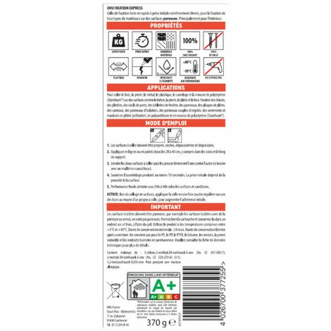 Mastic De Fixation Express UHU Blanc Cartouche - 370g - 37725 4 Mastic De Fixation Express UHU Blanc Cartouche - 370g - 37725 – Image 2