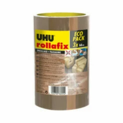 Ruban Adhésif UHU Rollafix Emballages Marron - 3 X 66m X 50mm - 36055 - Noir