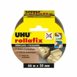 Ruban Adhésif UHU Rollafix Emballage Marron - 66m X 50mm - 36515 - Noir