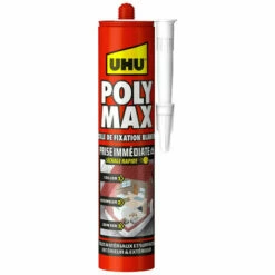 Colle Mastic Prise Immédiate Polymax UHU Blanc Cartouche - 425 G - 33865 - Blanc