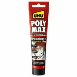 Colle Mastic Prise Immédiate Polymax UHU Blanc Tube - 165 G - 33805 - Blanc