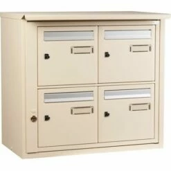 Boîte Aux Lettres Collective Extérieure Sur Pieds Ivoire Clair - Languedoc Standard - Decayeux - 4 Boîtes - Verticale B4