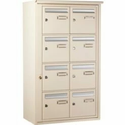 Boîte Aux Lettres Collective Extérieure Sur Pieds Ivoire Clair - Languedoc Standard - Decayeux - 8 Boîtes - Verticale B8