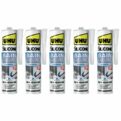 Lot De 5 Silicones Mastic UHU Bain Cuisine 2H Blanc Cartouche - 300ml - Blanc