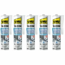 Lot De 5 Silicones Mastic UHU Bain Cuisine 2H Transparent Cartouche - 300ml - Transparent