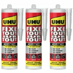 Lot De 3 Colles Fixe Tout Sur Tout Extrem Express Invisible UHU Cartouche - 300 G
