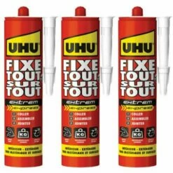 Lot De 3 Colles Fixe Tout Sur Tout Extrem Express UHU Blanc Cartouche 425g
