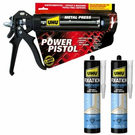 Pack UHU Power Pistol - 2 Cartouches Mastic De Fixation Transparent - 2x310g - Transparent 3 Pack UHU Power Pistol - 2 Cartouches Mastic De Fixation Transparent - 2x310g - Transparent