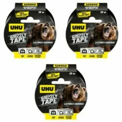 Lot De 3 Rubans Adhésifs UHU Grizzly Tape Noir - 10m - Noir